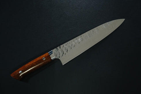 TAKESHI SAJI GINREI VG10 CHEF'S KNIFE 210 MM CROSS-SHAPED HAMMER PATTERN & 33 LAYERS DAMASCUS